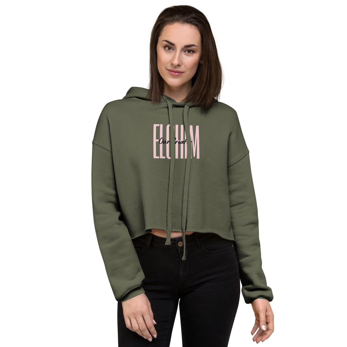 Christian Comforts: 'Elohim Our Creator' Women's Crop Hoodie